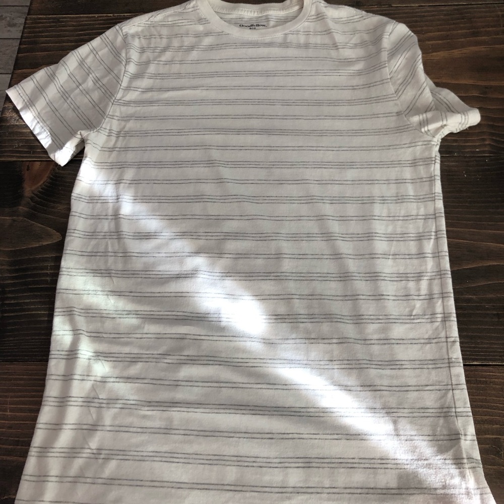 white and gray striped shirt